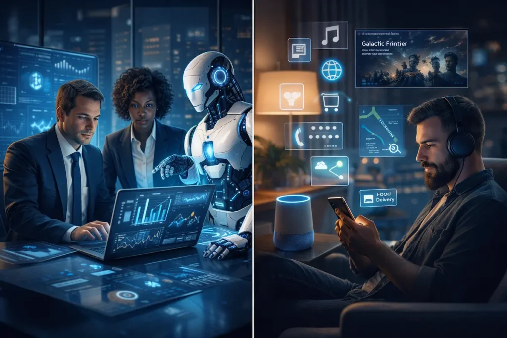 AI impact on jobs showing human and AI working together in future workplace